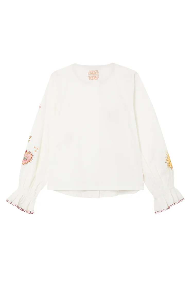 White Embroidered Mystical Shirt