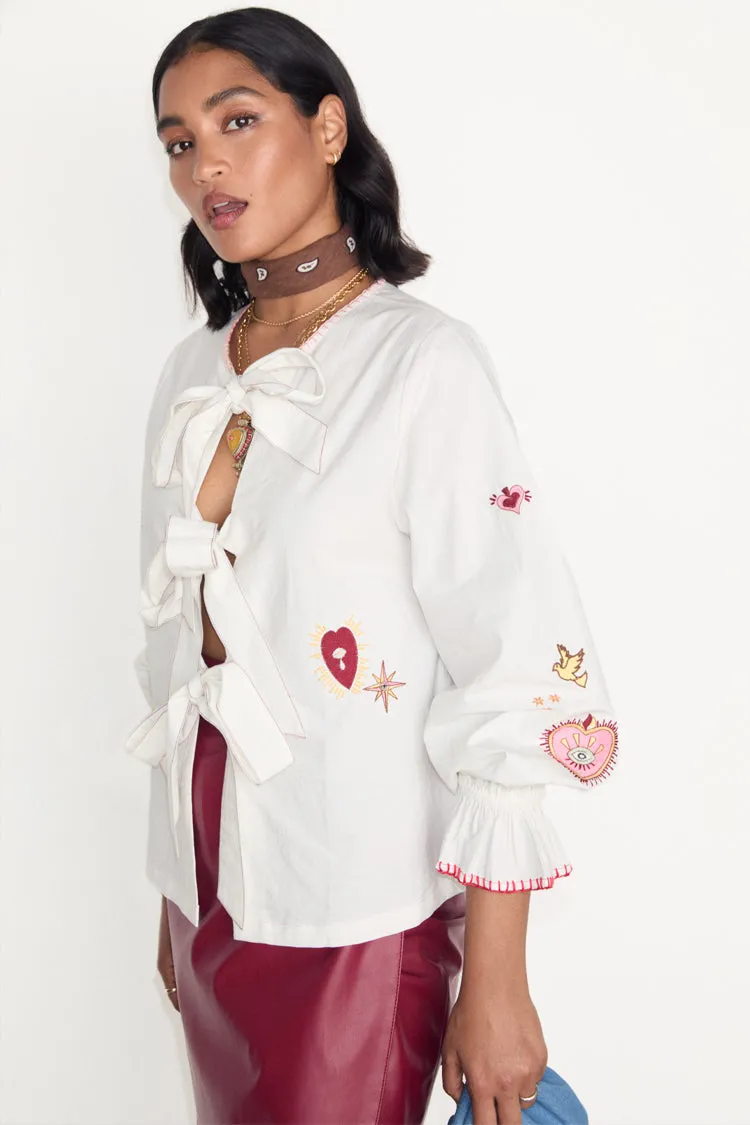 White Embroidered Mystical Shirt