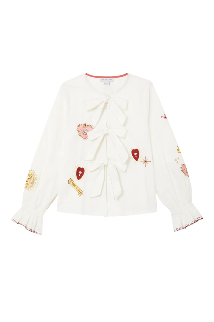 White Embroidered Mystical Shirt