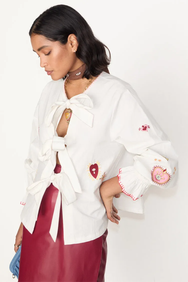 White Embroidered Mystical Shirt