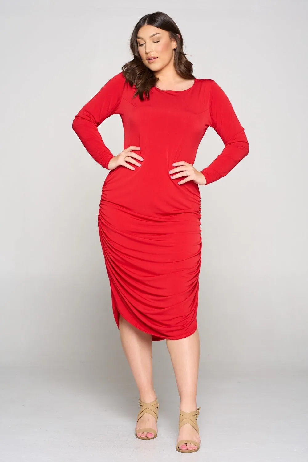 Winona Side Ruched Midi Dress