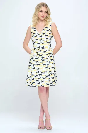 Yellow and Black Horse Print Dress